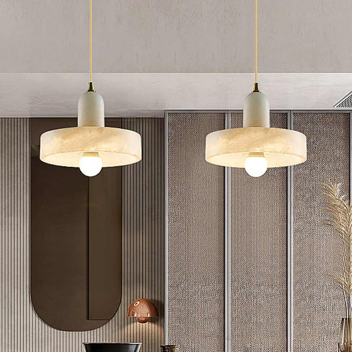 Luxurious Gold Stone Geometric Pendant Lights Image - 3