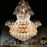 Luxurious Gold Tiered Teardrop Crystal Chandelier Bedroom Image - 2