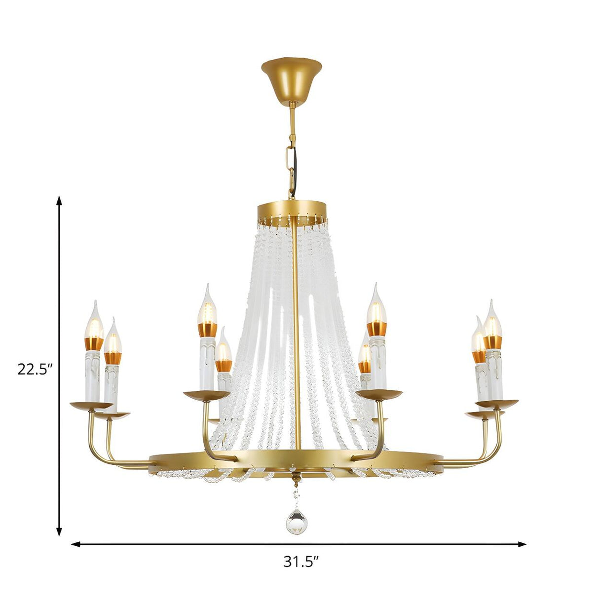 Luxurious Grand Gold Candelabra Crystal Tassels Chandelier Image - 10