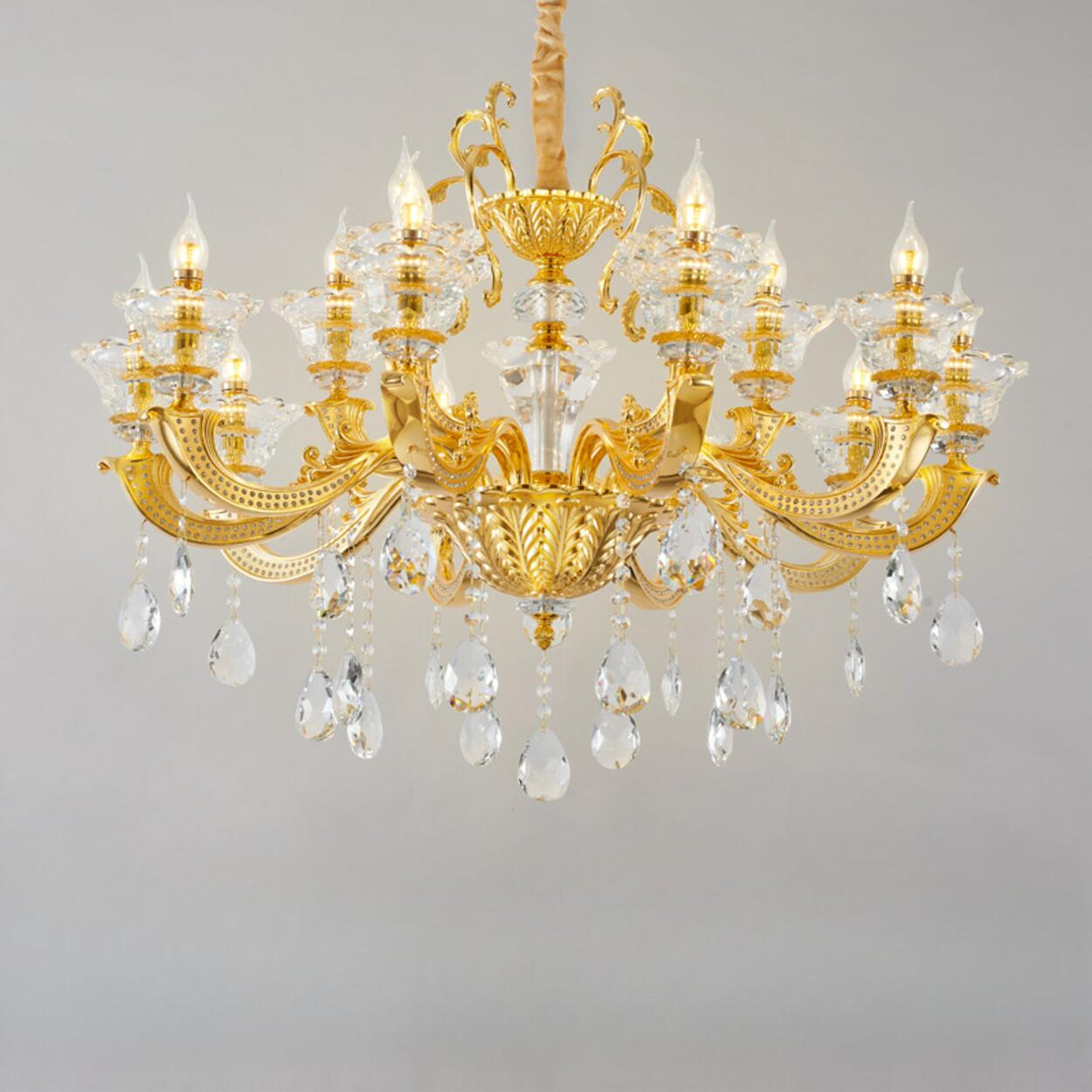 Luxurious Grand Golden Crystal Chandelier Image - 7