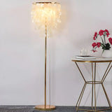 Luxurious Hanging Shell Golden Base LED Floor Lamp Image - 1