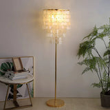 Luxurious Hanging Shell Golden Base LED Floor Lamp Image - 11