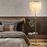 Luxurious Hanging Shell Golden Base LED Floor Lamp Image - 2