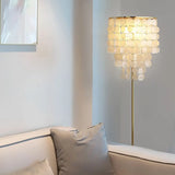 Luxurious Hanging Shell Golden Base LED Floor Lamp Image - 4