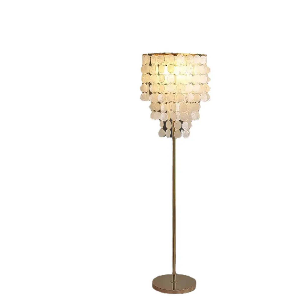 Luxurious Hanging Shell Golden Base LED Floor Lamp Image - 5