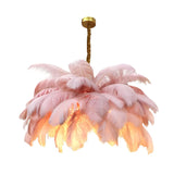 Luxurious Large Pink Feather Chandelier for Living Room Image - 10