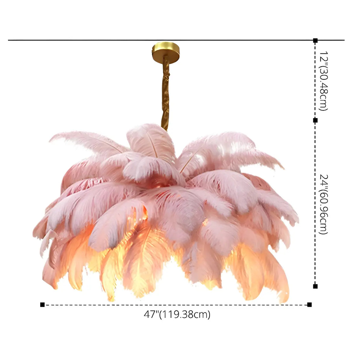 Luxurious Large Pink Feather Chandelier for Living Room Image - 11