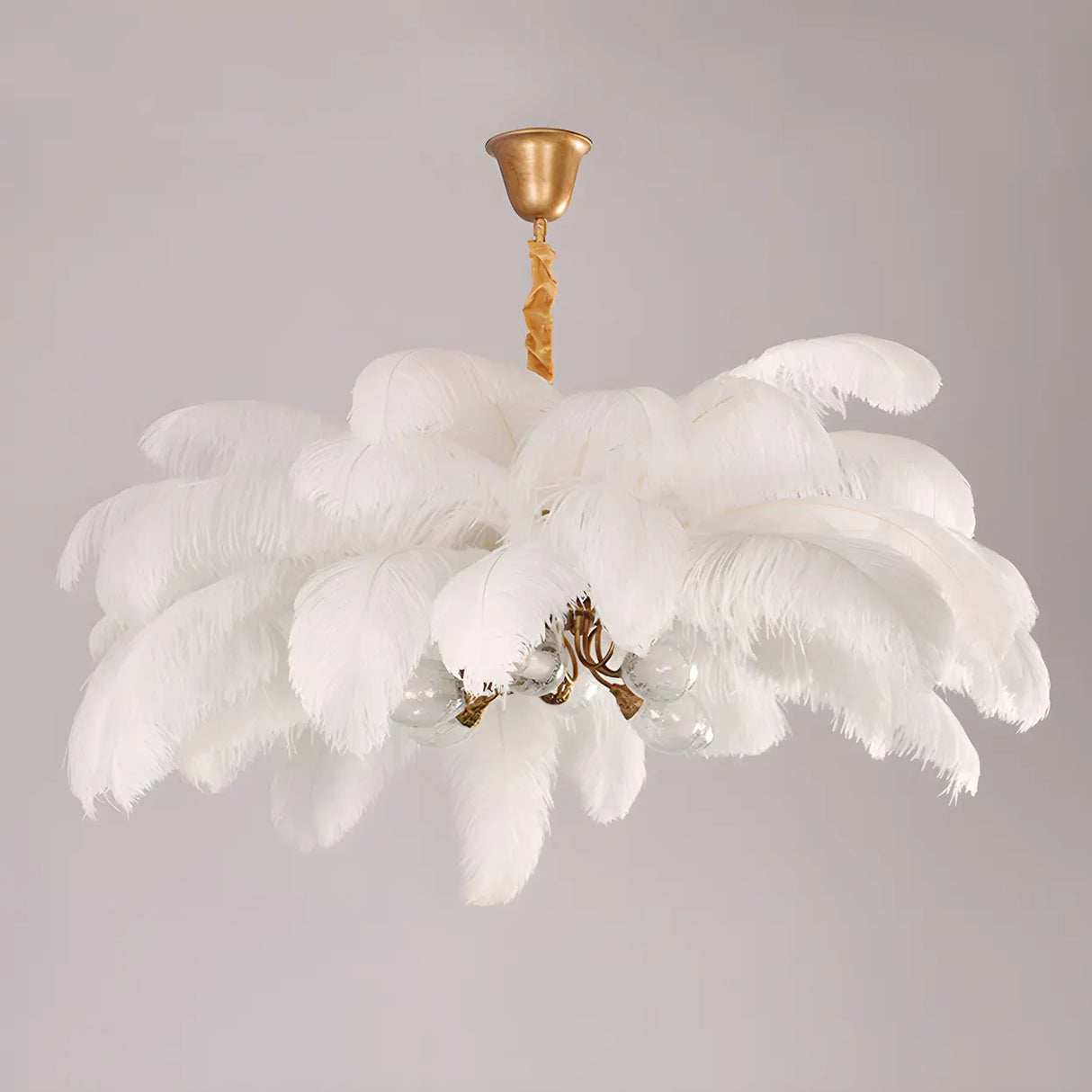 Luxurious Large Pink Feather Chandelier for Living Room Image - 12