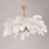 Luxurious Large Pink Feather Chandelier for Living Room Image - 12