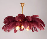 Luxurious Large Pink Feather Chandelier for Living Room Image - 14