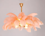 Luxurious Large Pink Feather Chandelier for Living Room Image - 15