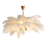 Luxurious Large Pink Feather Chandelier for Living Room Image - 5