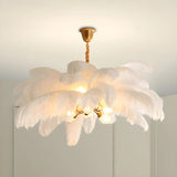 Luxurious Large Pink Feather Chandelier for Living Room Image - 7