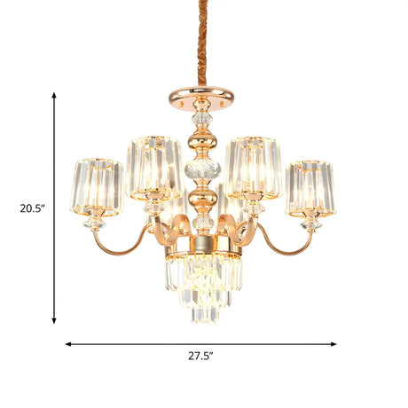 Luxurious Modern Clear Crystal Golden Round Chandelier #size