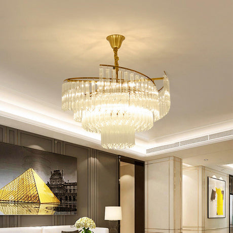 Luxurious Modern Gold 5-Tier Crystal Chandelier Image - 1