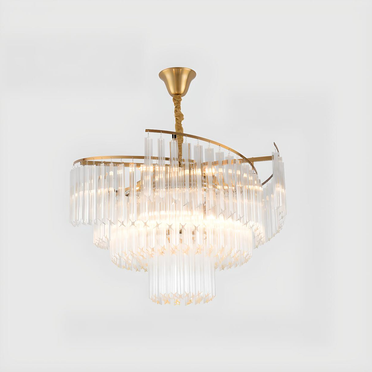 Luxurious Modern Gold 5-Tier Crystal Chandelier Image - 16