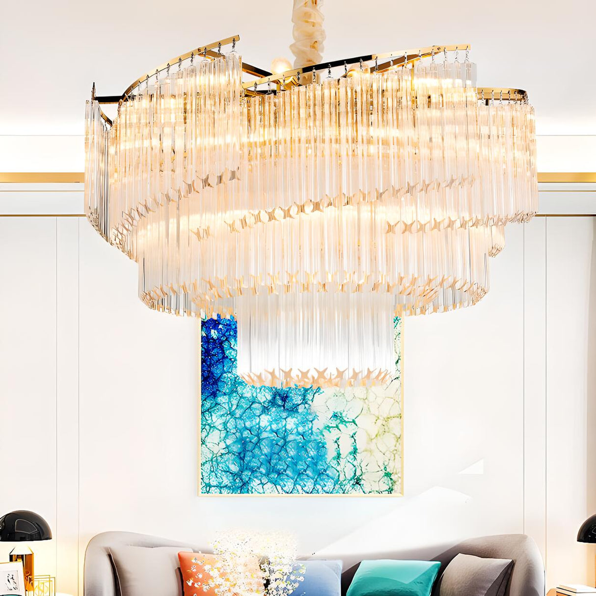 Luxurious Modern Gold 5-Tier Crystal Chandelier Image - 3