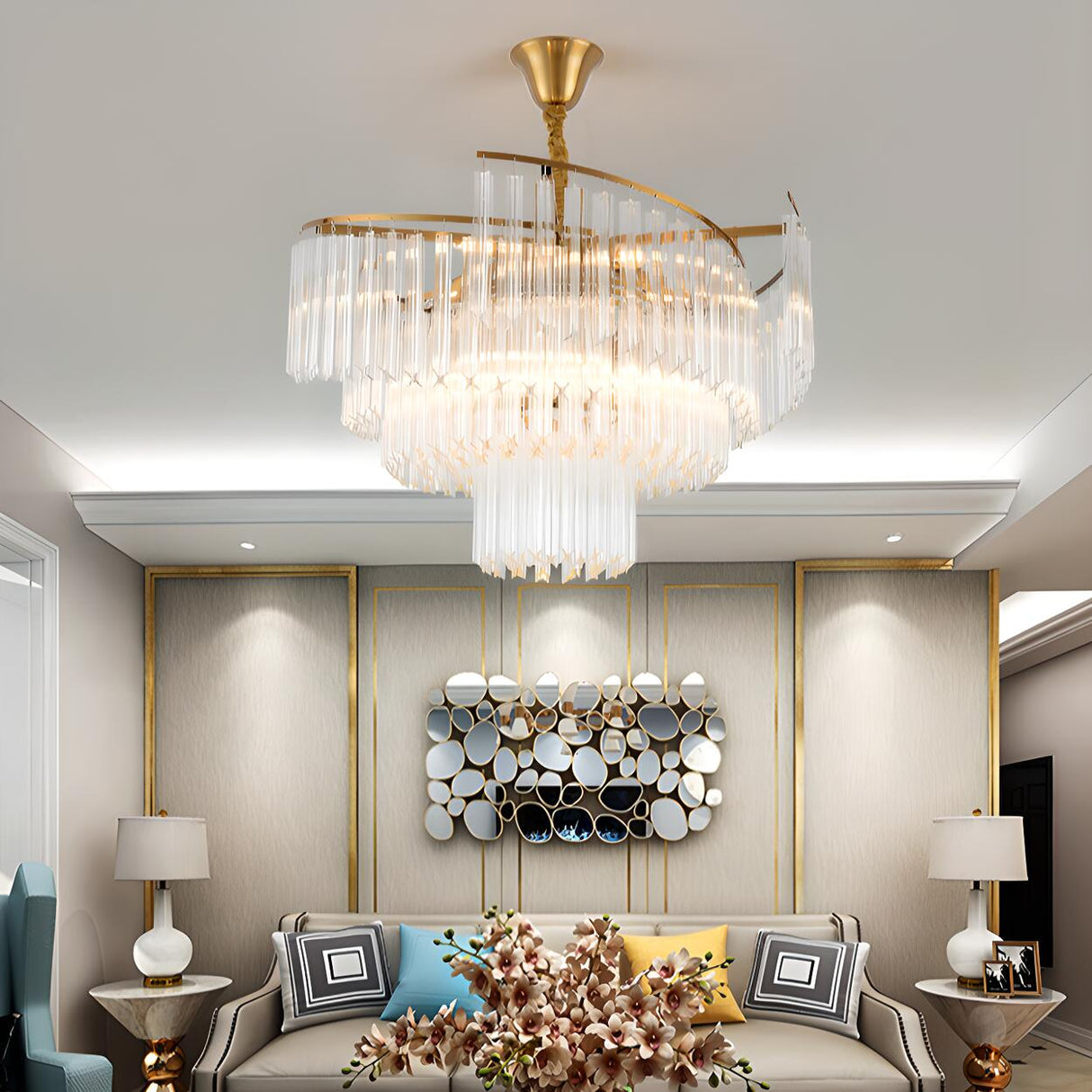 Luxurious Modern Gold 5-Tier Crystal Chandelier Image - 4