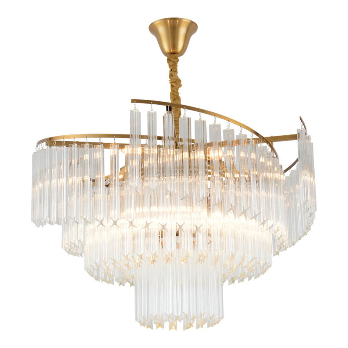 Luxurious Modern Gold 5-Tier Crystal Chandelier Image - 5