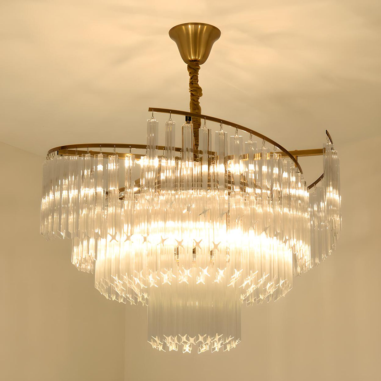 Luxurious Modern Gold 5-Tier Crystal Chandelier Image - 6