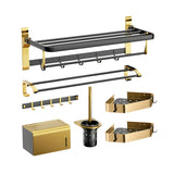 Luxurious Mounting Hardware Black-Gold Bathroom Storage Set Image - 10