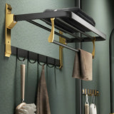 Luxurious Mounting Hardware Black-Gold Bathroom Storage Set Image - 12