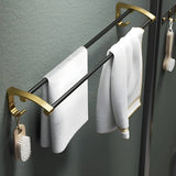 Luxurious Mounting Hardware Black-Gold Bathroom Storage Set Image - 22