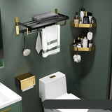 Luxurious Mounting Hardware Black-Gold Bathroom Storage Set Image - 29