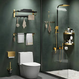 Luxurious Mounting Hardware Black-Gold Bathroom Storage Set Image - 3