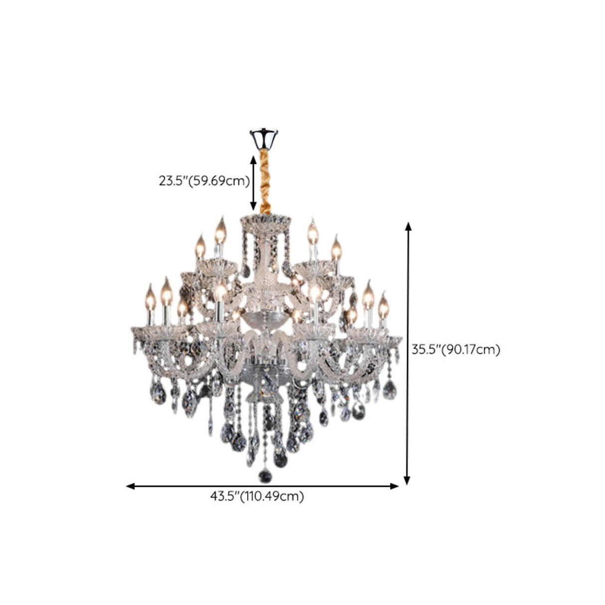 Luxurious Multi-Tier Crystal Candelabra Glass Chandelier 