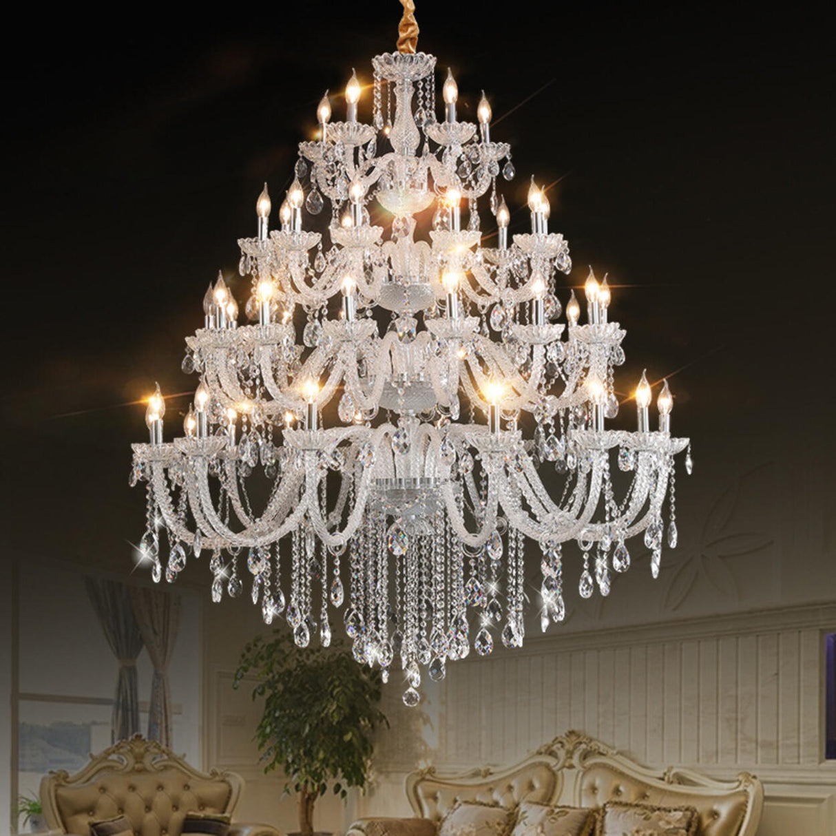 Luxurious Multi-Tier Crystal Candelabra Glass Chandelier Image - 4