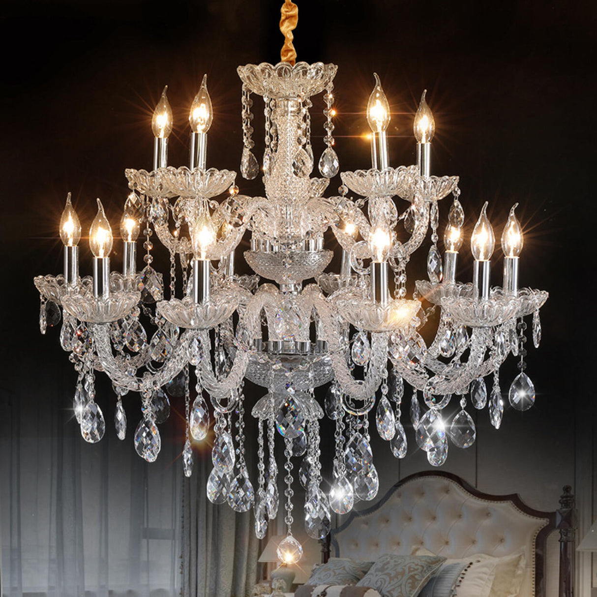 Luxurious Multi-Tier Crystal Candelabra Glass Chandelier Image - 5