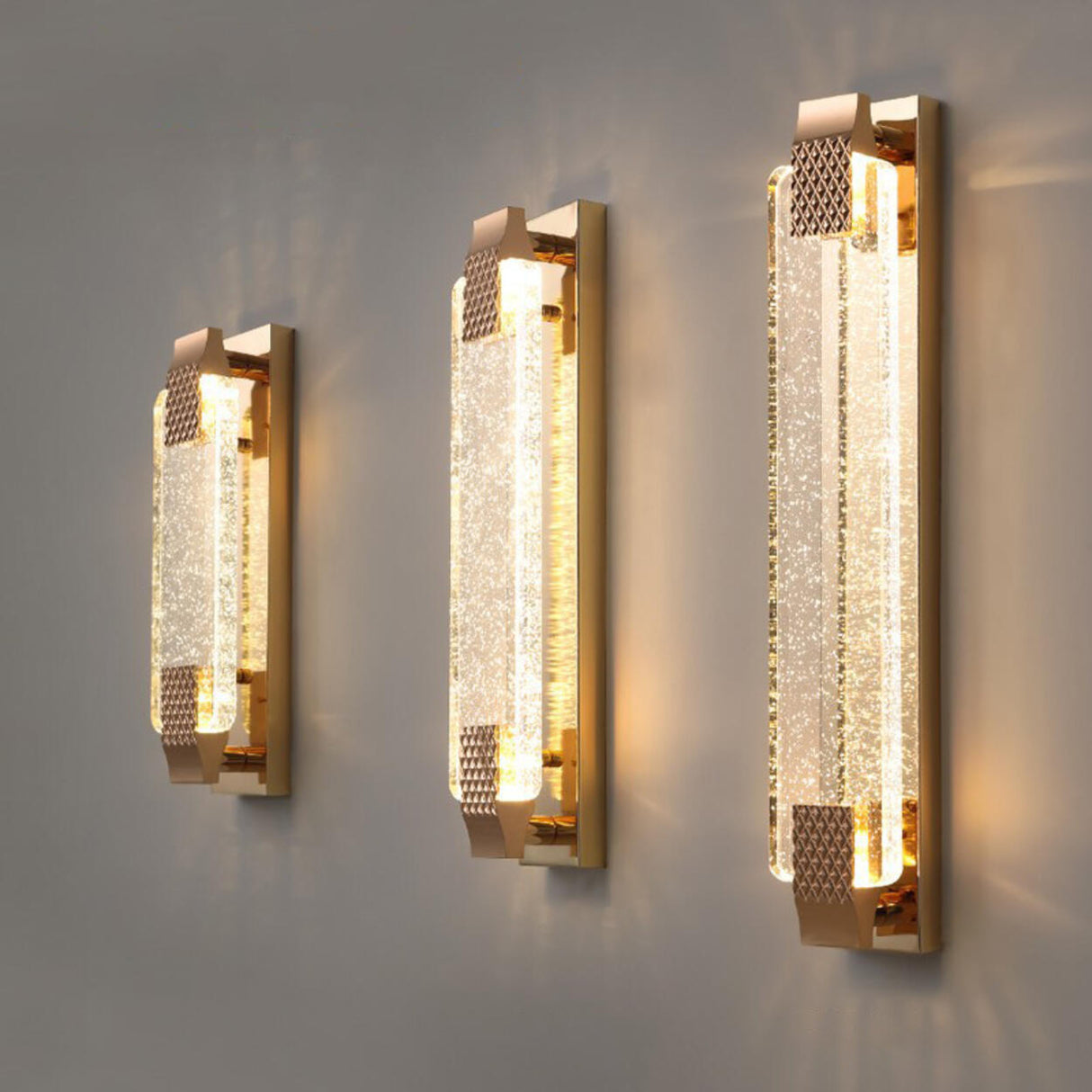 Luxurious Rectangular Crystal Wall Sconce Image - 13