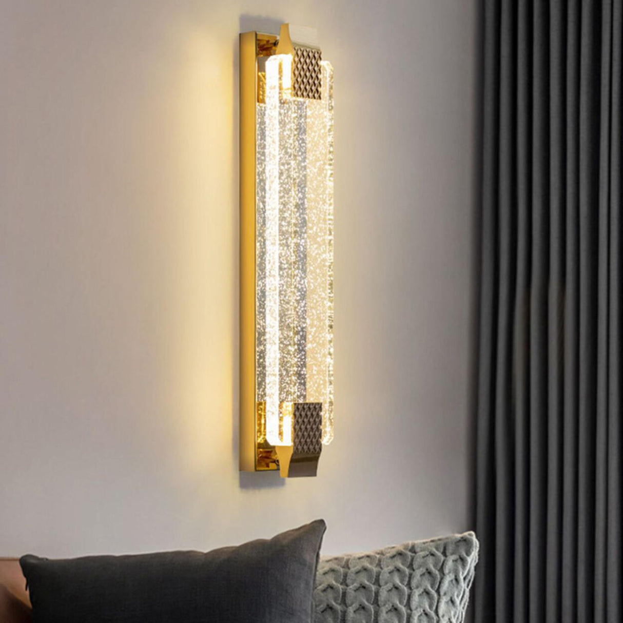 Luxurious Rectangular Crystal Wall Sconce Image - 17