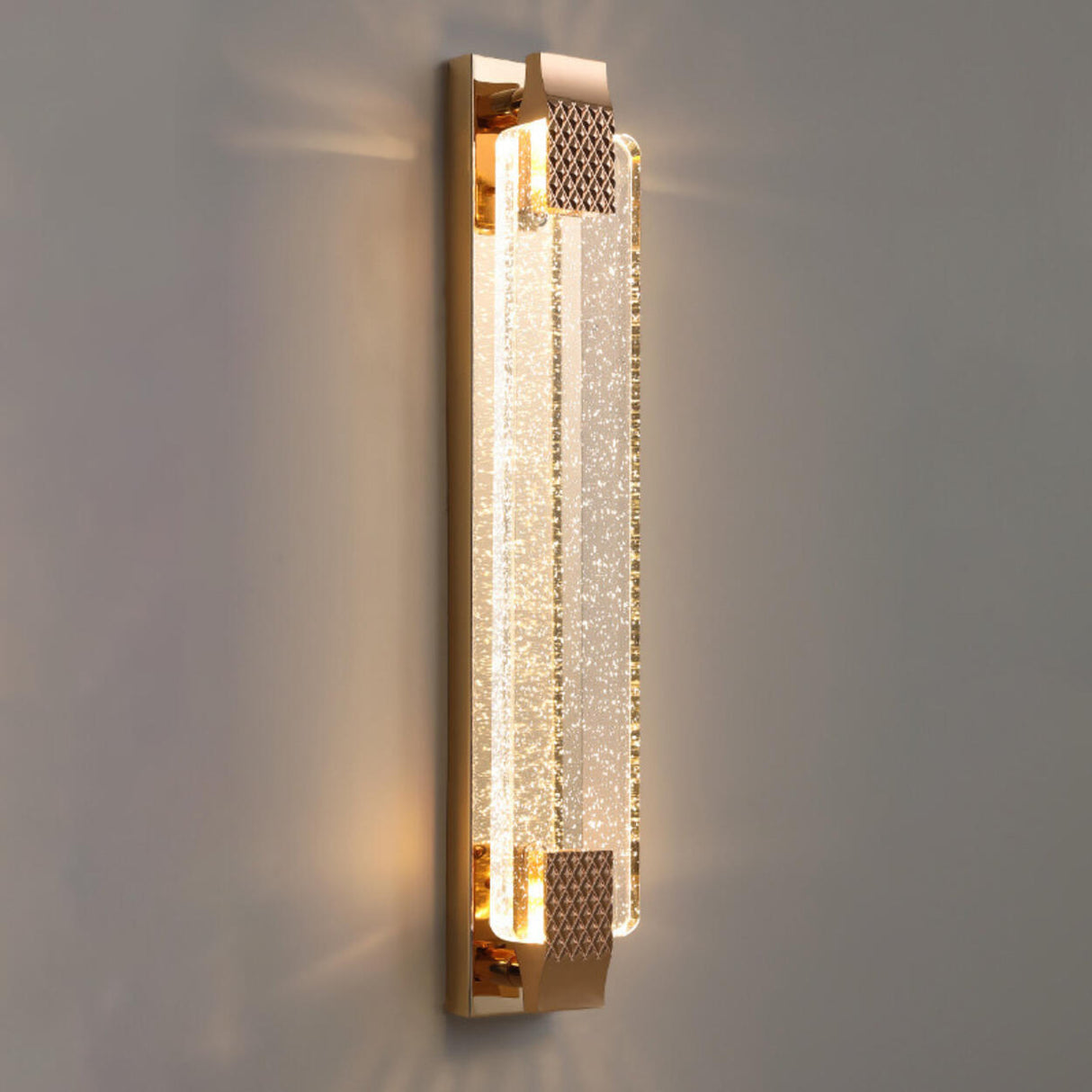 Luxurious Rectangular Crystal Wall Sconce Image - 5