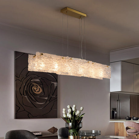 Luxurious Rectangular Glass Island Pendant Light Image - 1