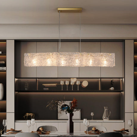 Luxurious Rectangular Glass Island Pendant Light Image - 2