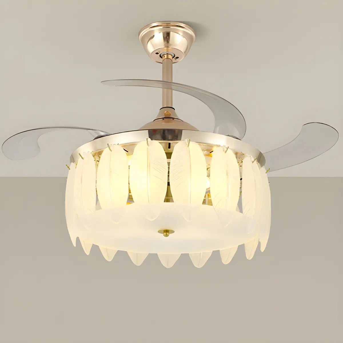 Elegant Shell Decor Round Ceiling Fan with LED Light Image - 11