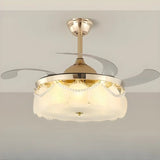 Elegant Shell Decor Round Ceiling Fan with LED Light Image - 13