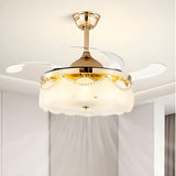 Elegant Shell Decor Round Ceiling Fan with LED Light Image - 14