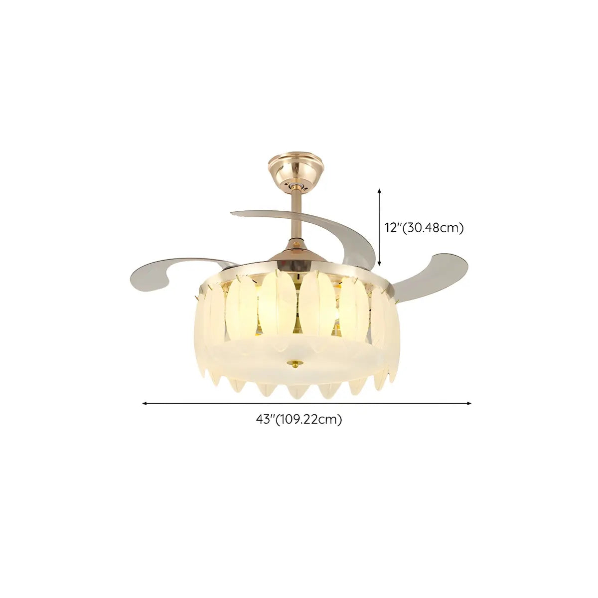 Elegant Shell Decor Round Ceiling Fan with LED Light Image - 20