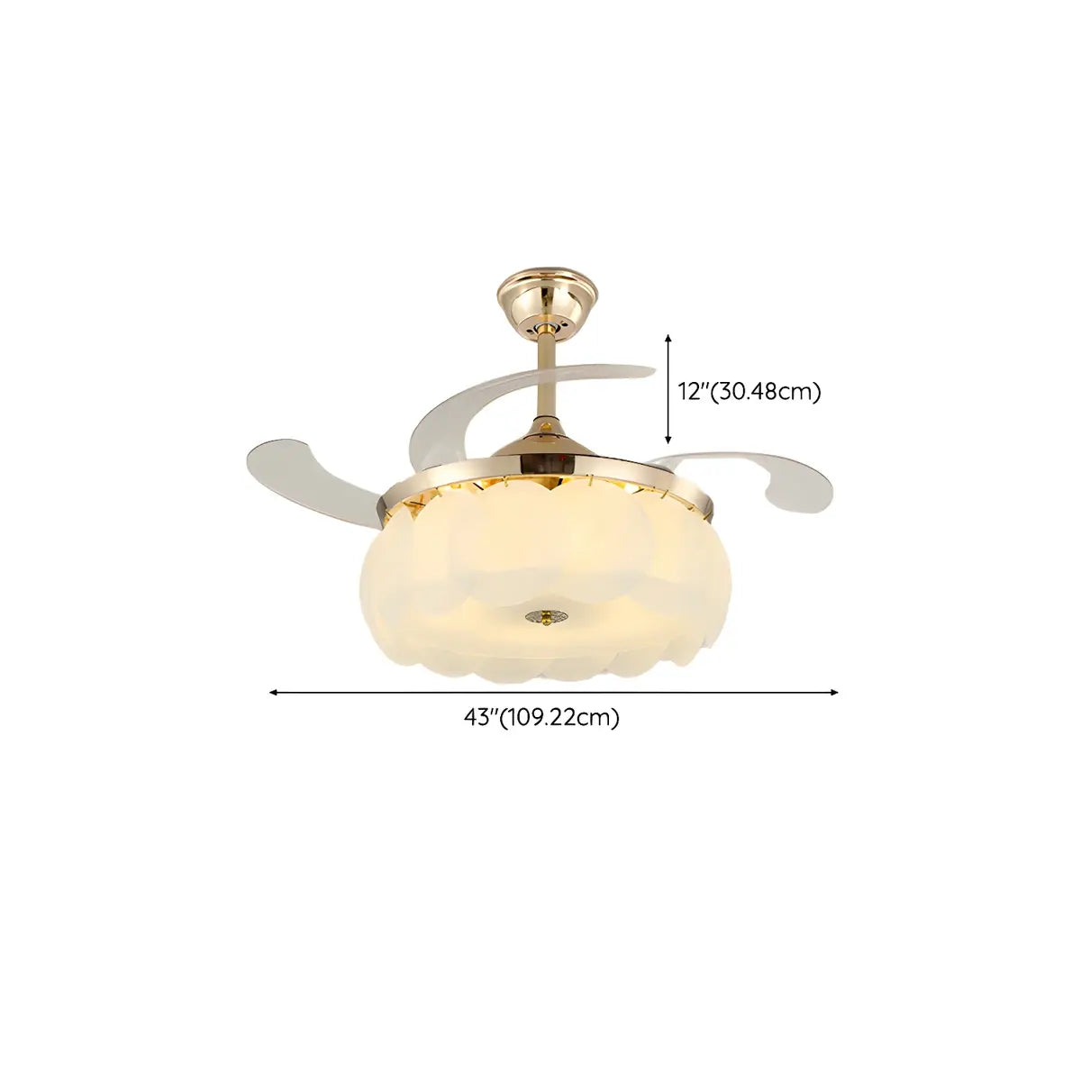 Elegant Shell Decor Round Ceiling Fan with LED Light Image - 22