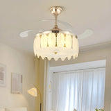 Elegant Shell Decor Round Ceiling Fan with LED Light Image - 4