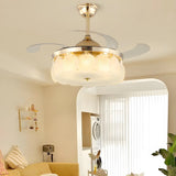 Elegant Shell Decor Round Ceiling Fan with LED Light Image - 5