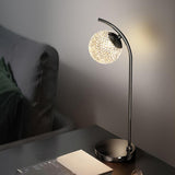 Luxurious Sparkling White Crystal Ball Arc Table Lamp Image - 2