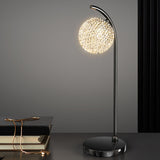 Luxurious Sparkling White Crystal Ball Arc Table Lamp Image - 4