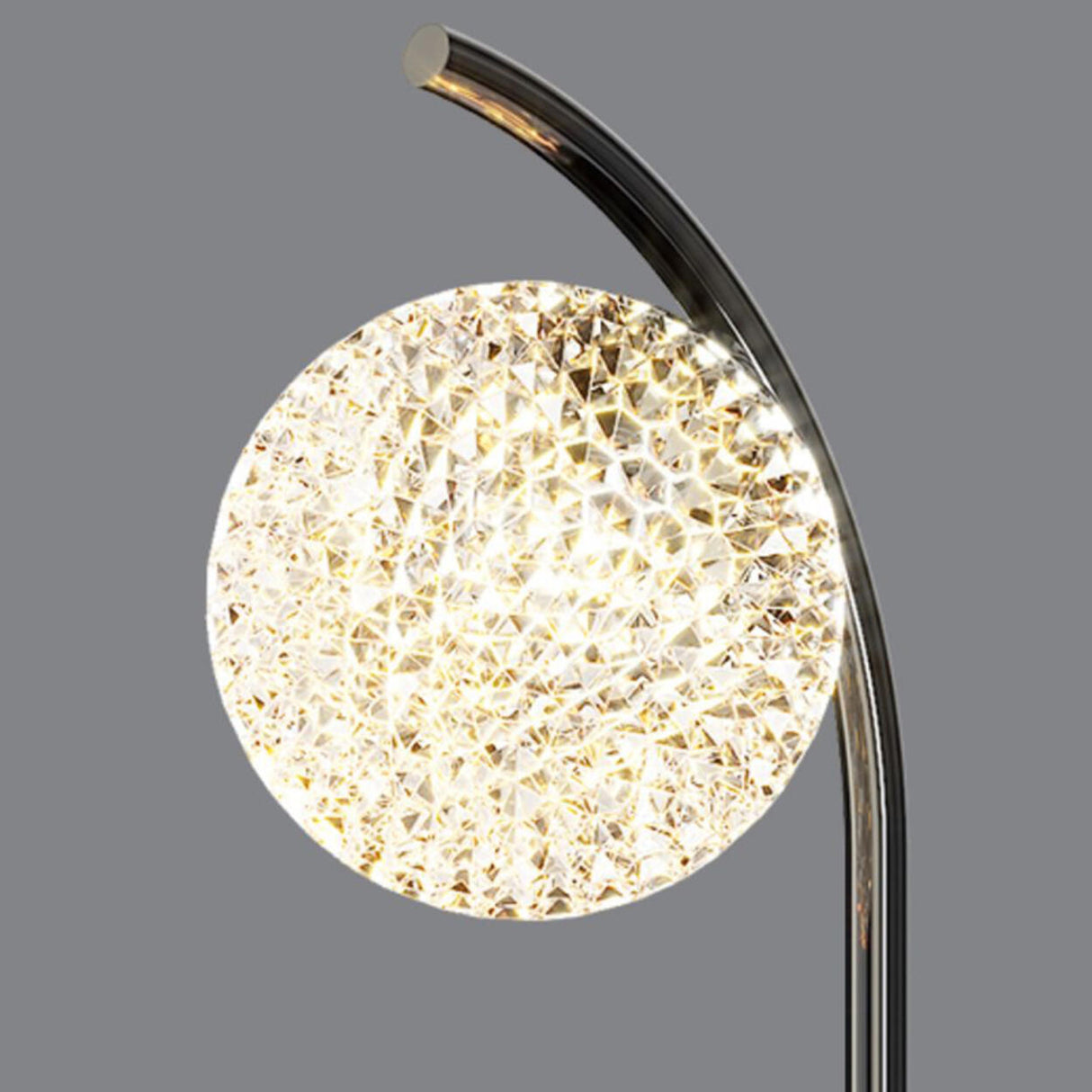 Luxurious Sparkling White Crystal Ball Arc Table Lamp Image - 7