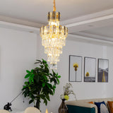 Luxurious Tiered Chain Faceted Crystal Chandelier Image - 1