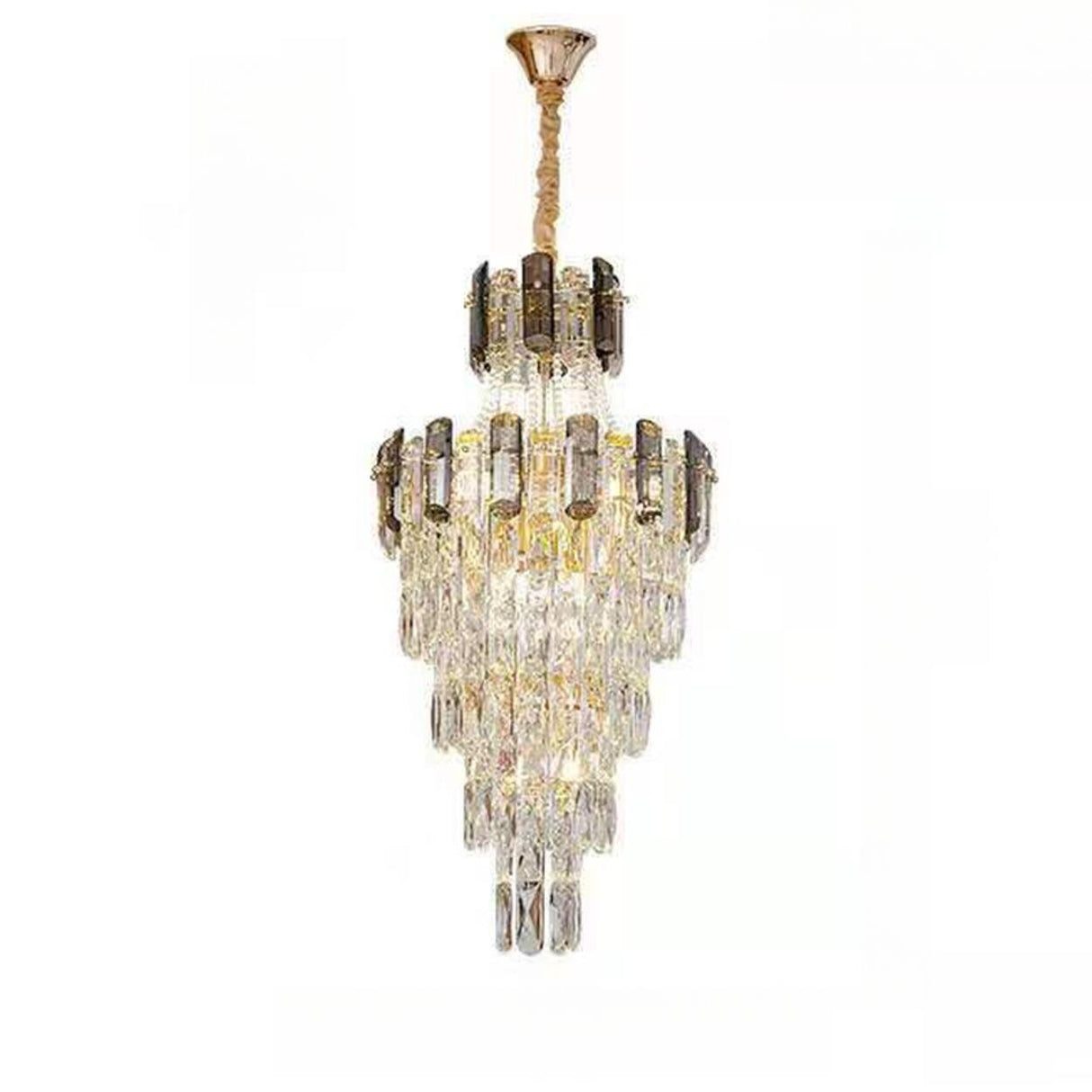 Luxurious Tiered Chain Faceted Crystal Chandelier Image - 5