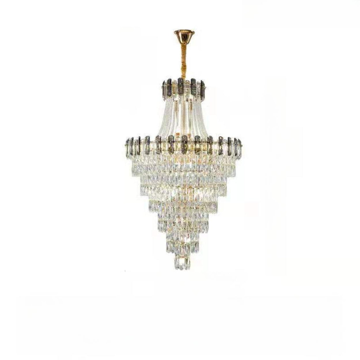 Luxurious Tiered Chain Faceted Crystal Chandelier Image - 7